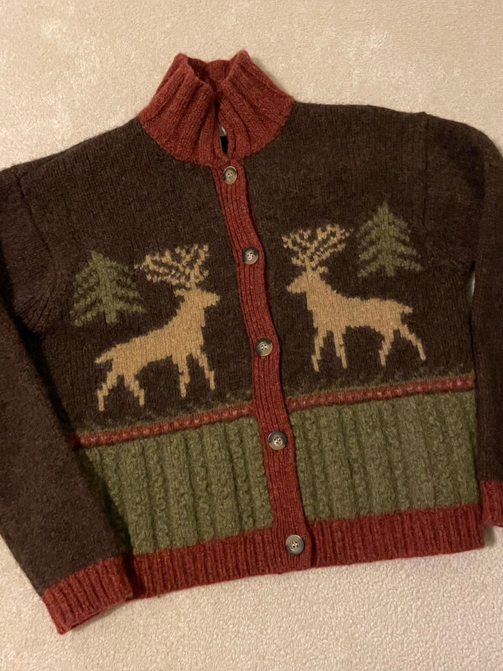 Vintage G.H. Bass & Co. Wool Cardigan Sweater - Deer Cabin Core - small EUC
